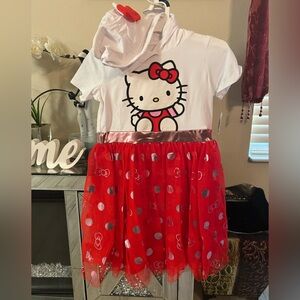 Hello Kitty Red and White girls hooded dress
